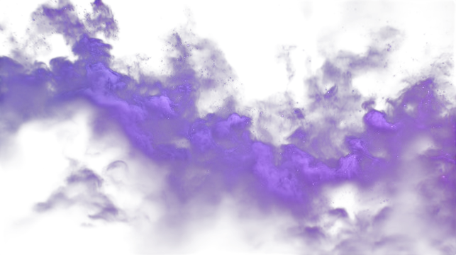 Dense swirling purple fog with small glowing sparkles against a black background.