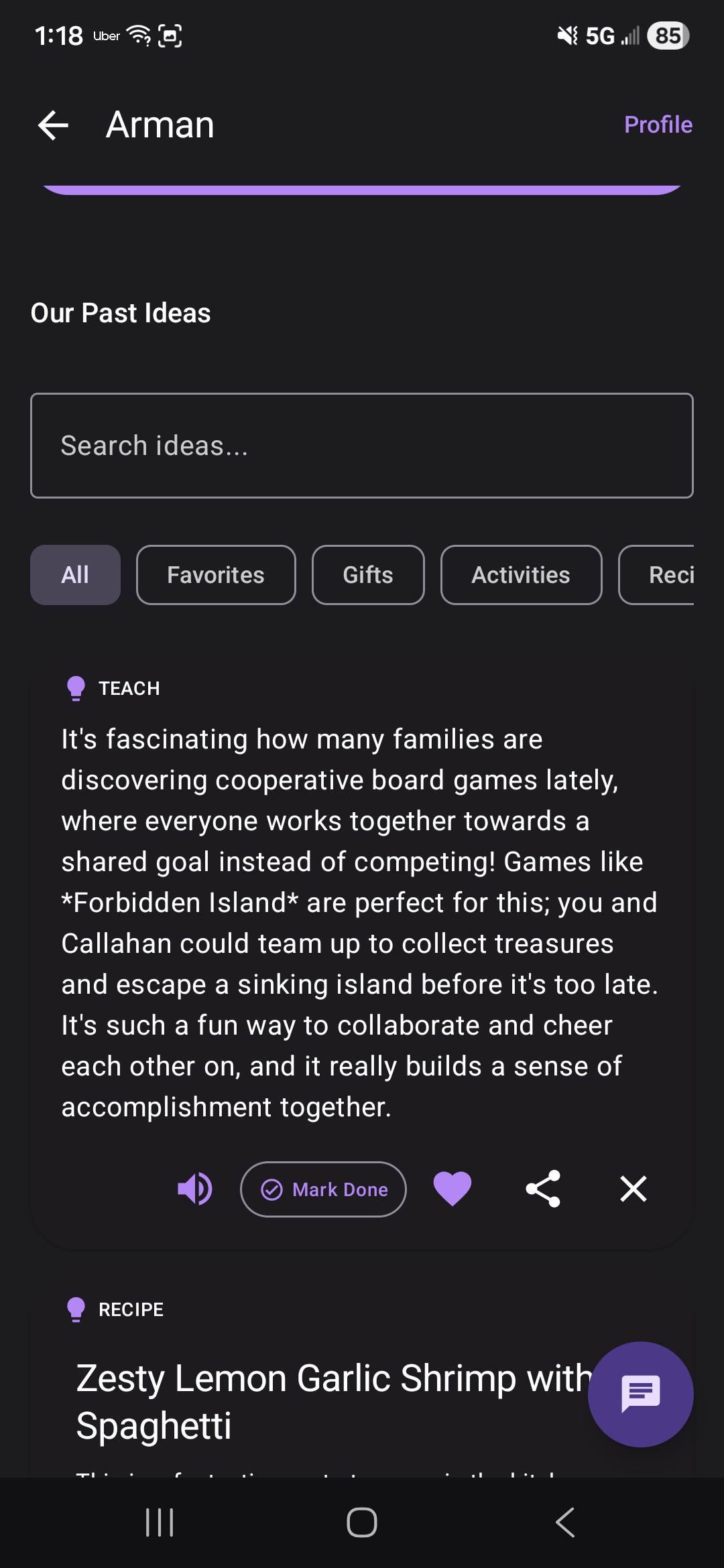 RMAN Teach Me — talking points about your partner's interests