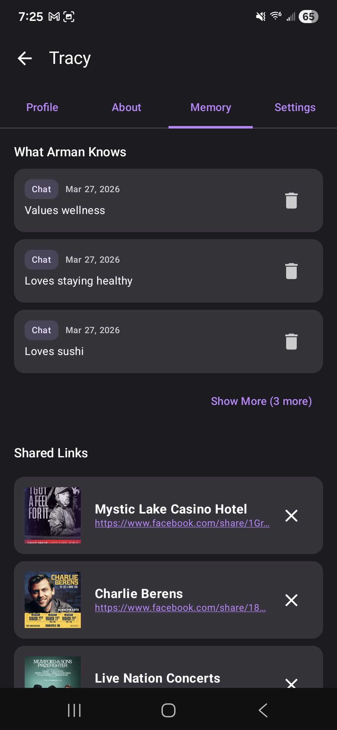 RMAN Memory Vault — everything Arman knows about the people you care about