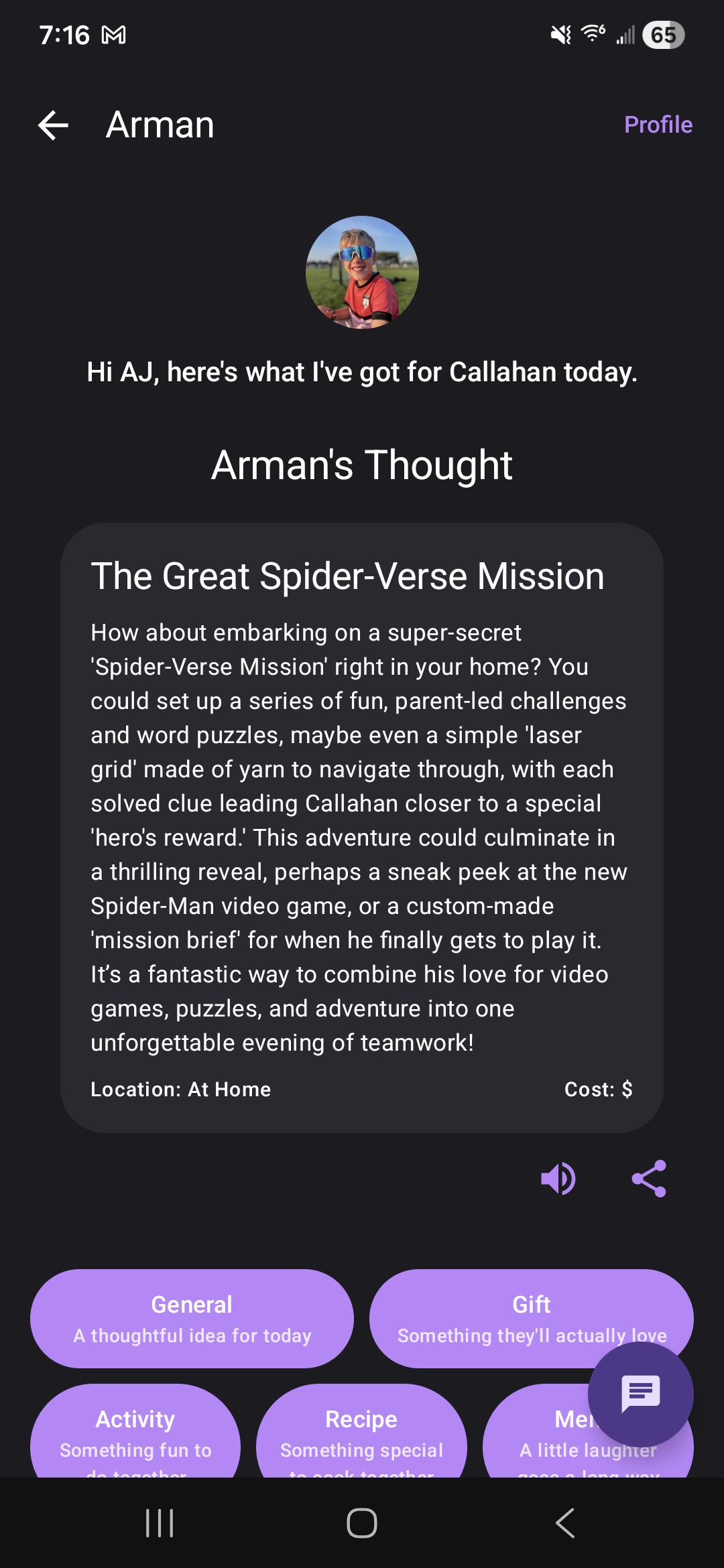 RMAN Smart Suggestions — personalized gift and activity ideas