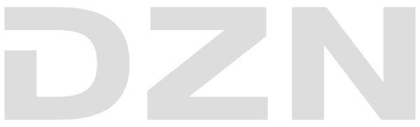 Text logo 'DZN' in light grey on black background.