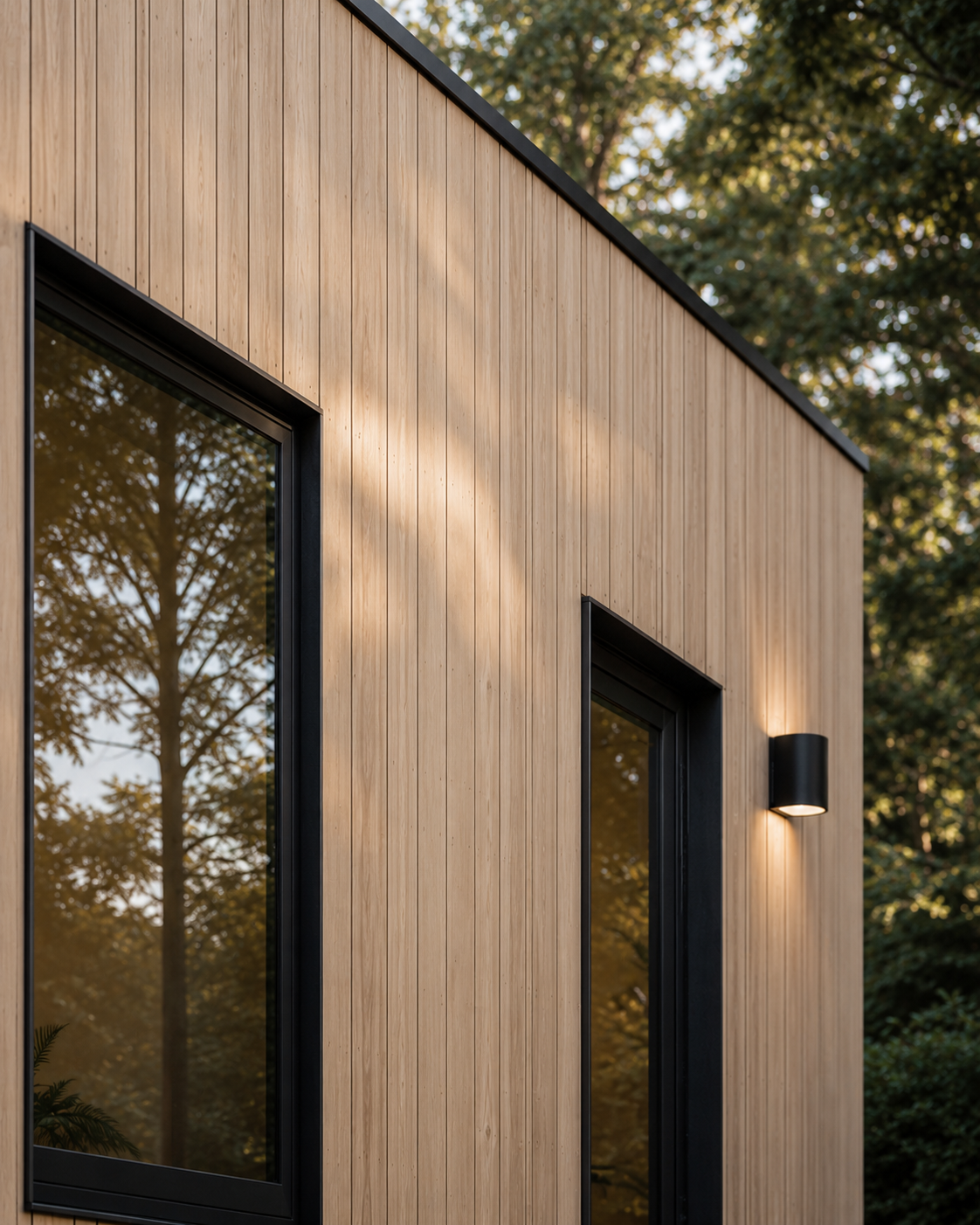Interior biophilic space with tree and skylight