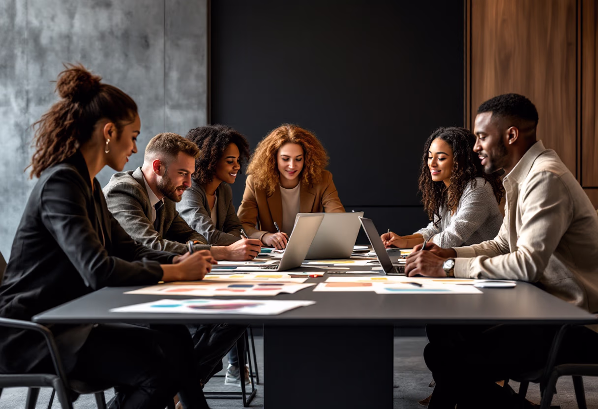 image of team brainstorming session (graphic design studio)