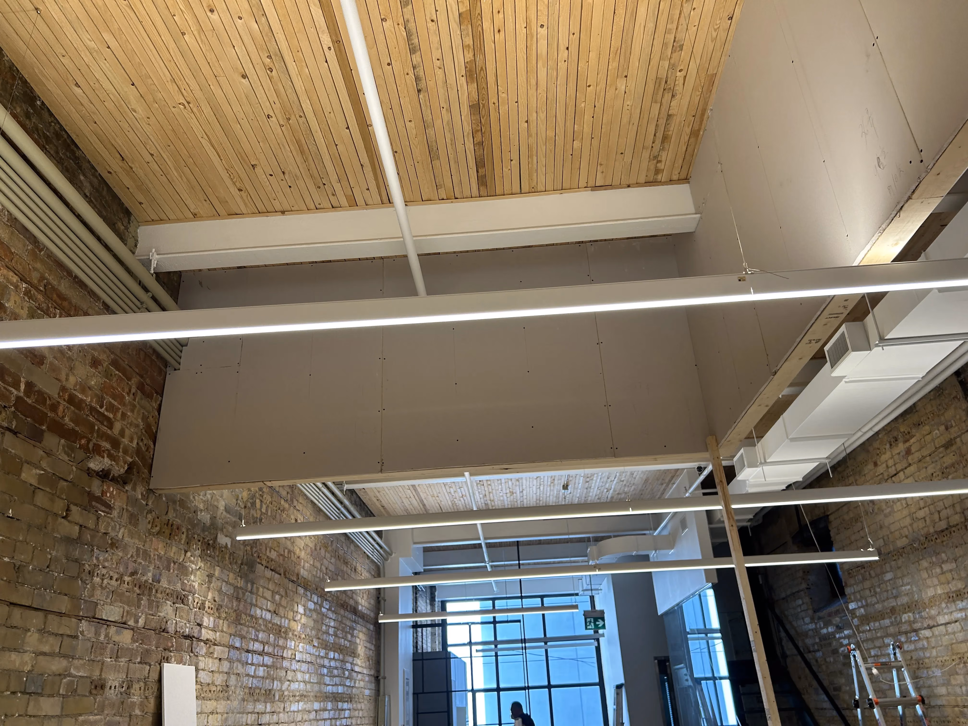 Ceiling framing and drywall backing installed during a commercial build-out in Toronto