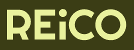 The word 'REICO' in large, light green uppercase letters on a dark green background.