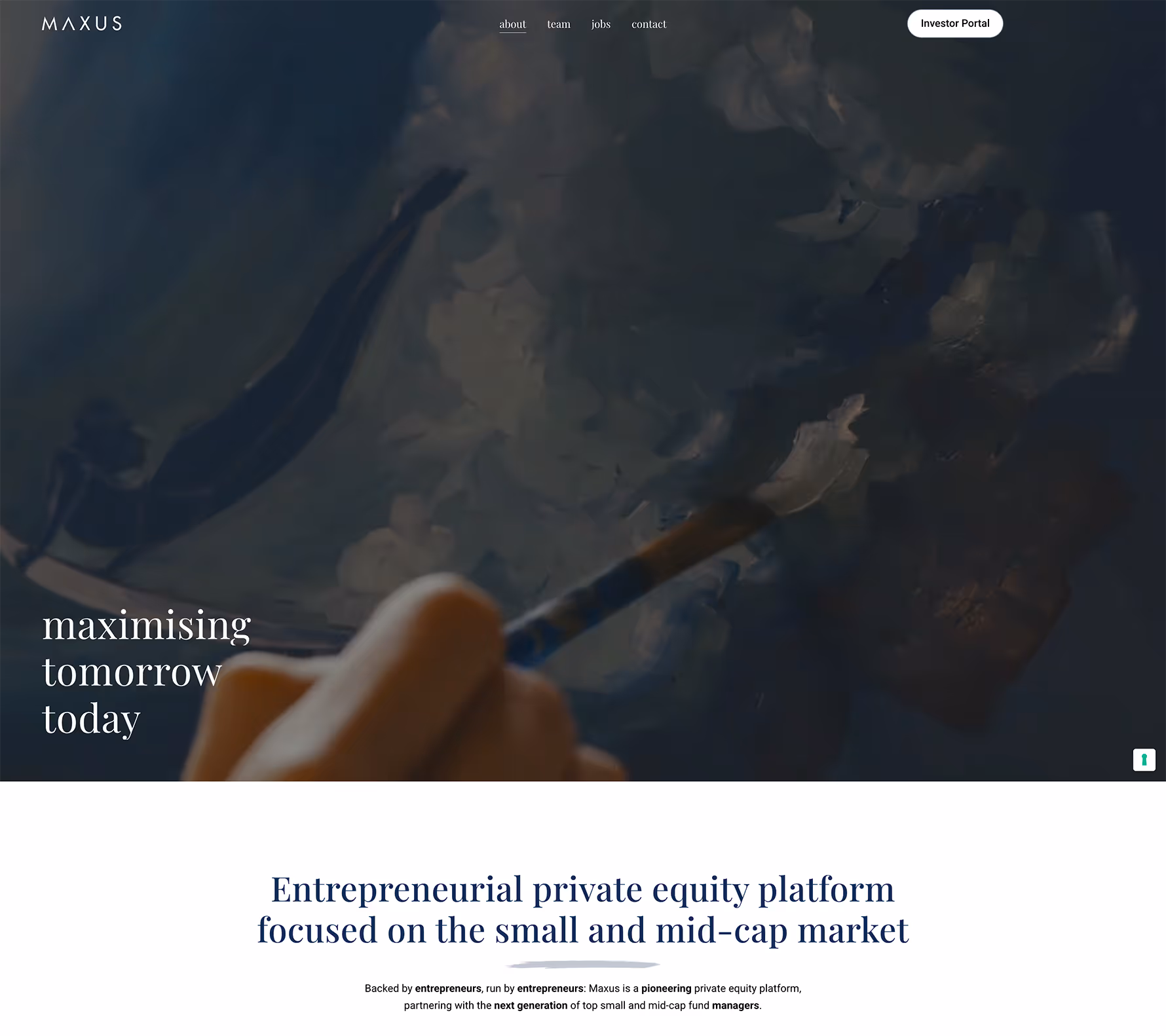Maxus Capital homepage, a private equity firm in Ghent and London, built in Webflow