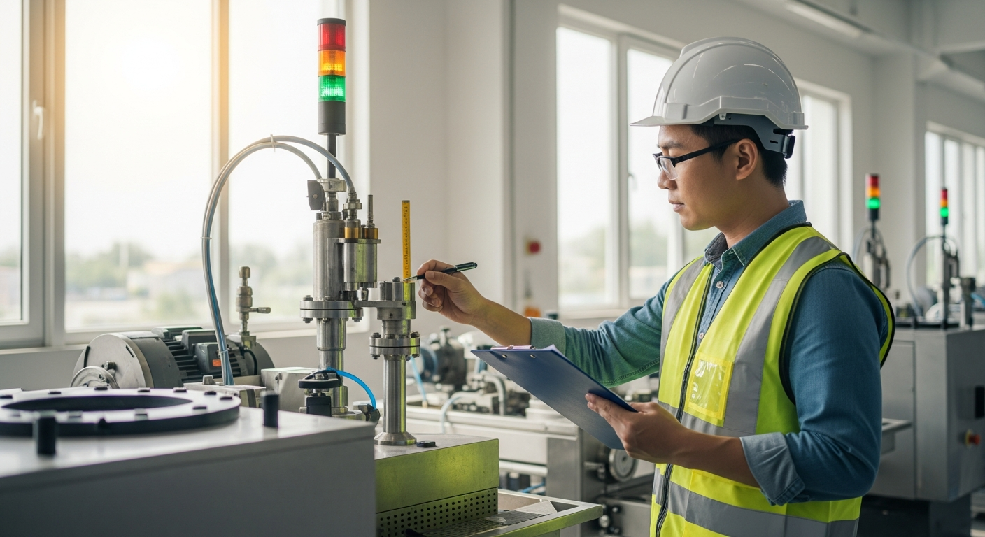 Fachkraft für Arbeitssicherheit bei Betriebsbegehung