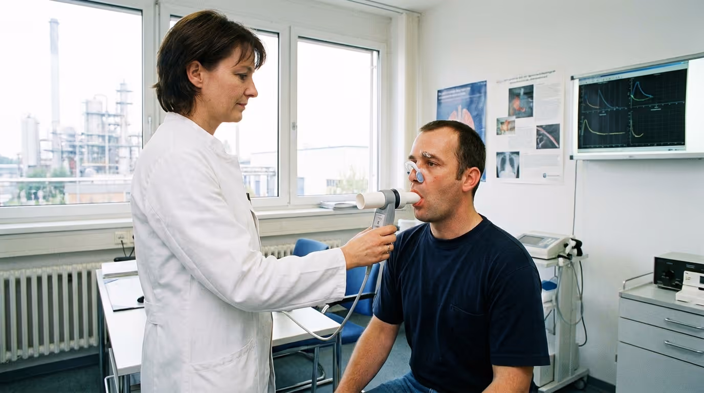 Spirometrie mit Mundstück und Nasenklemme