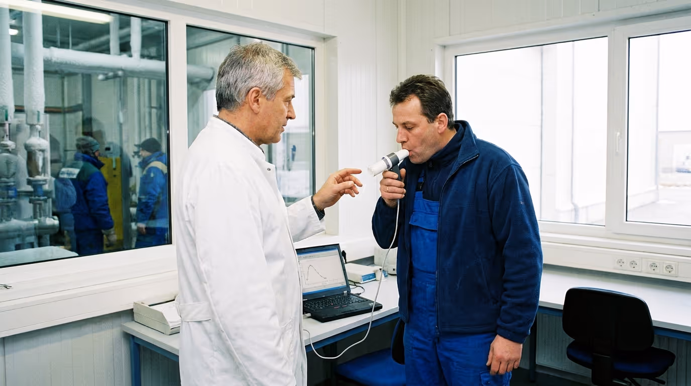 Lungenfunktionsprüfung mit Spirometer