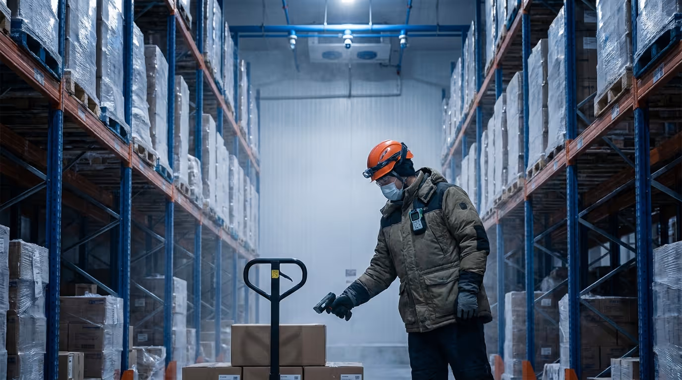 Logistik mit Sauerstoffmessgerät in TK-Hochregallager