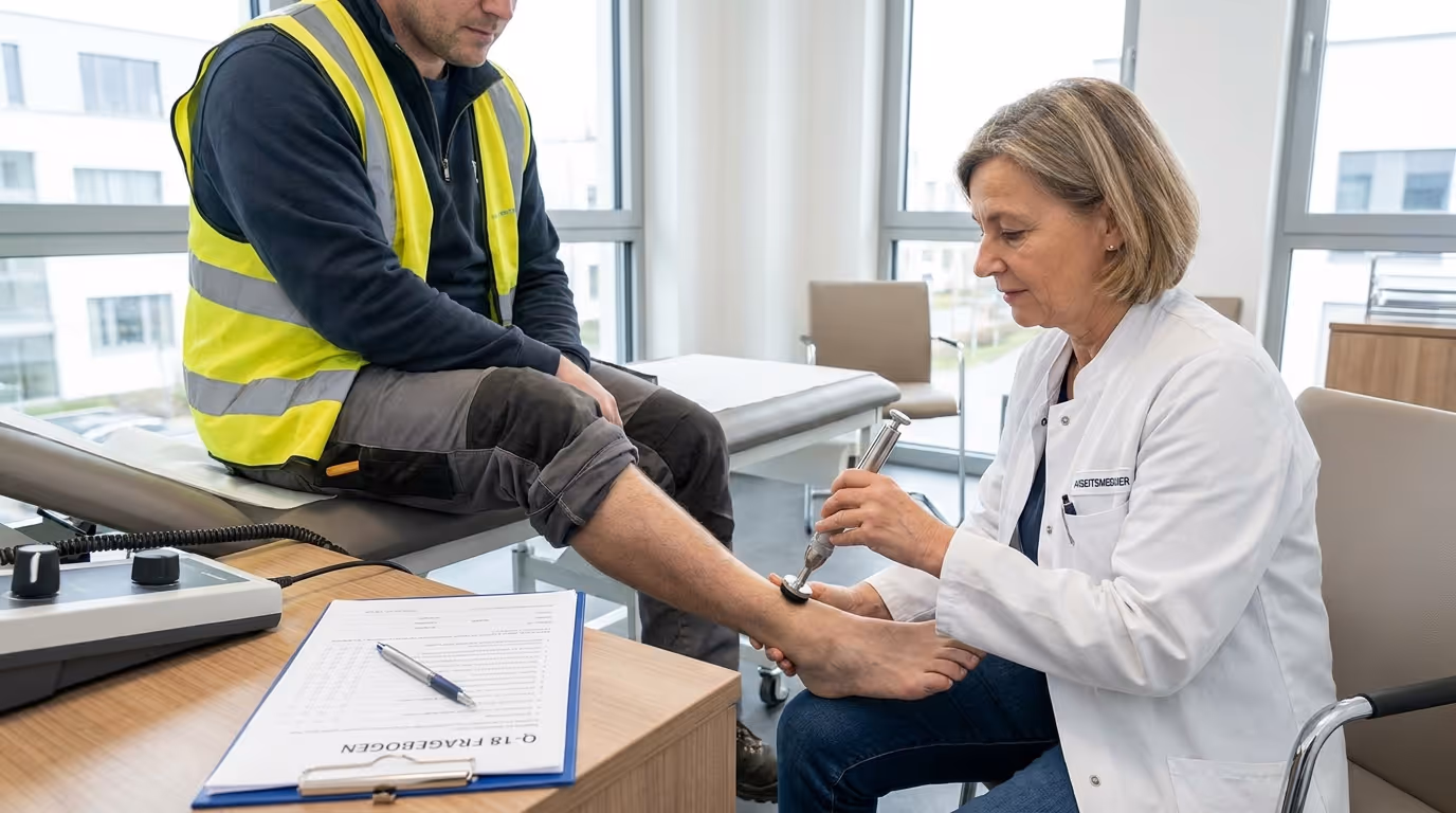 Neurologische Untersuchung mit Pallästhesiometer