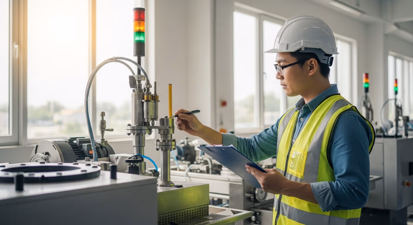 Fachkraft für Arbeitssicherheit bei Betriebsbegehung