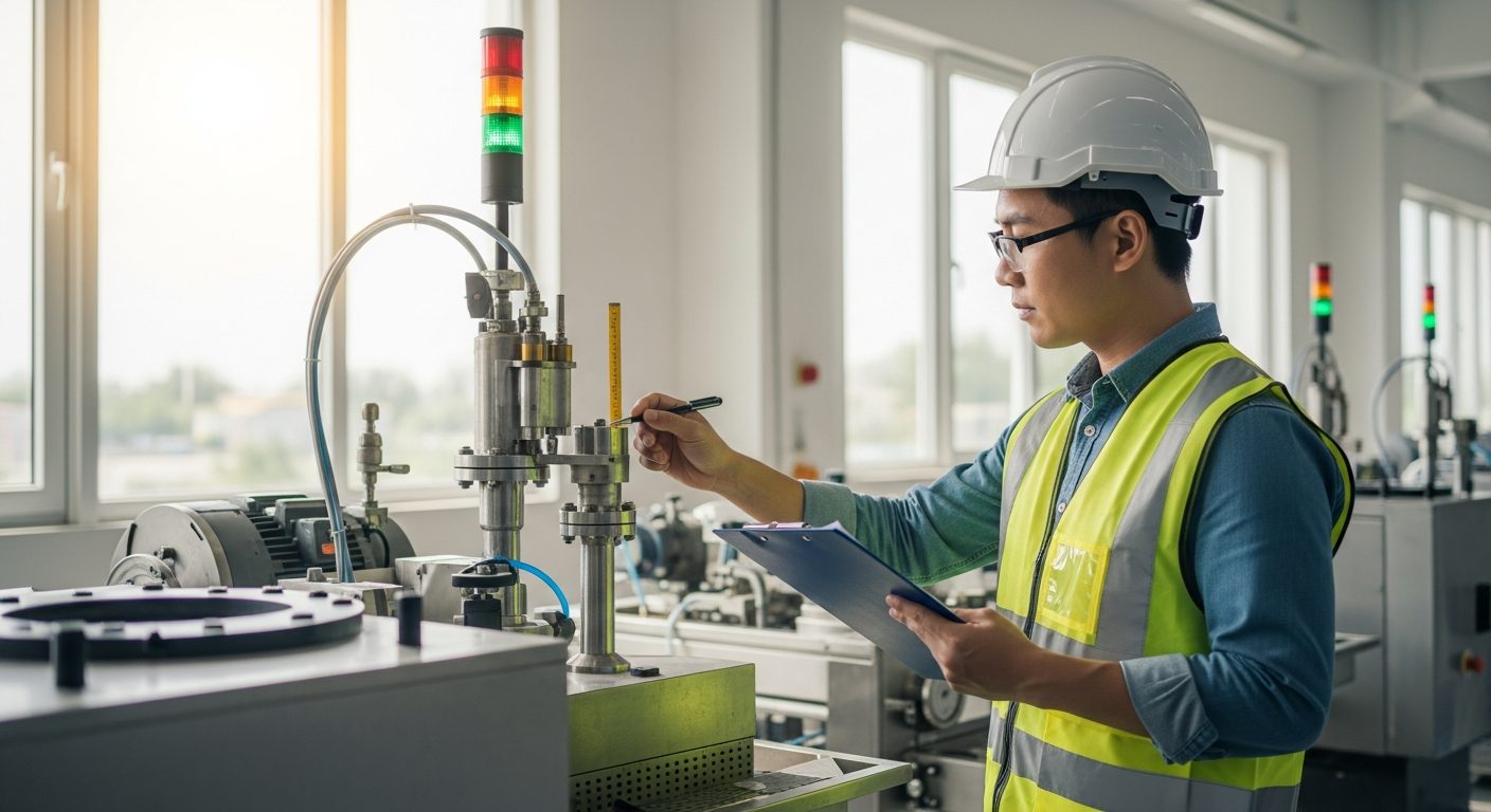 Fachkraft für Arbeitssicherheit bei Betriebsbegehung