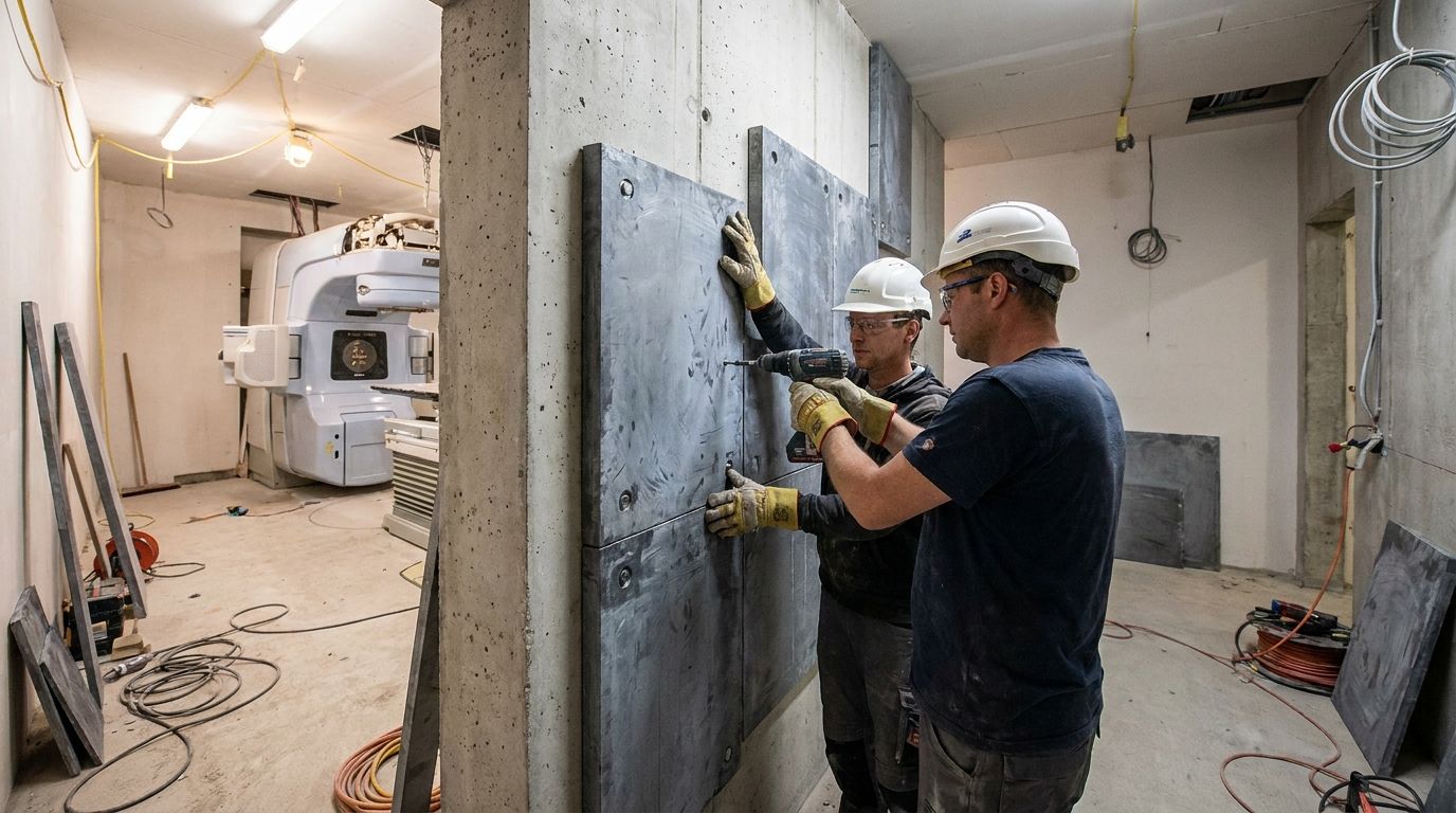 Bleiplatten-Verlegung Linearbeschleuniger-Bunker