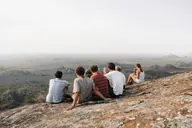 Friends taking in the view across the reserve