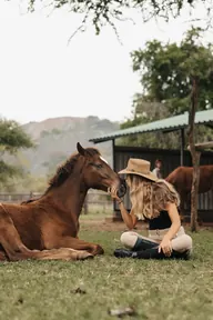 A quiet connection with a horse in Zimbabwe