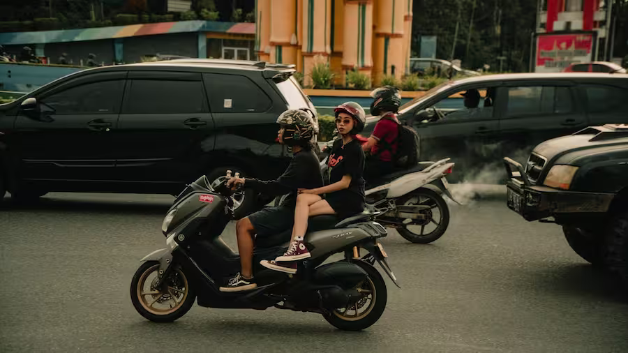 two people on a scooter in Bali