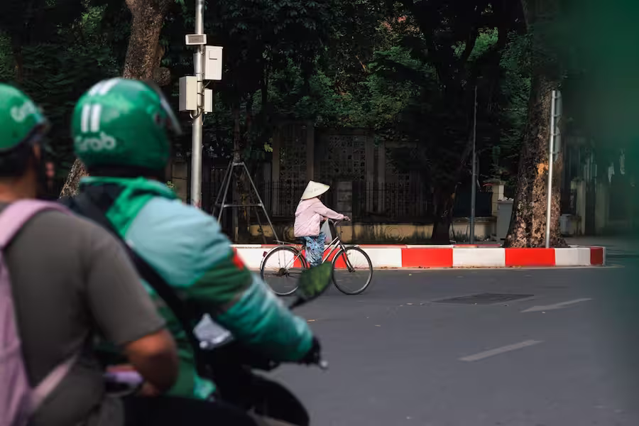 Grab taxi on scooter