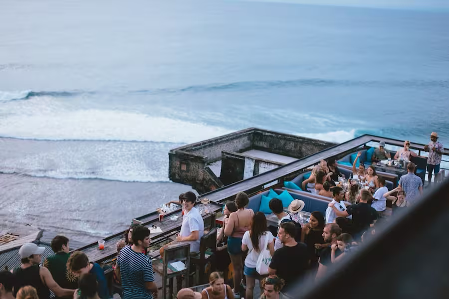 bar next to ocean in Bali