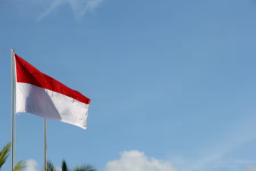 Indonesian flag on a flagpole