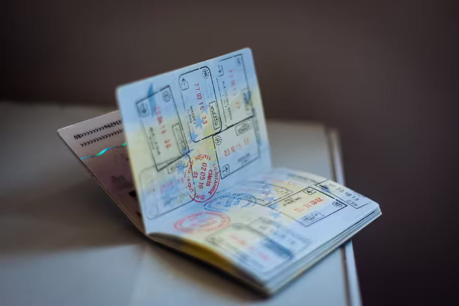passport with visa stamps