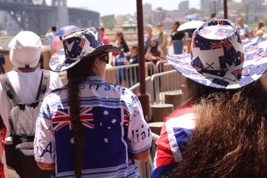 People in Australian attire