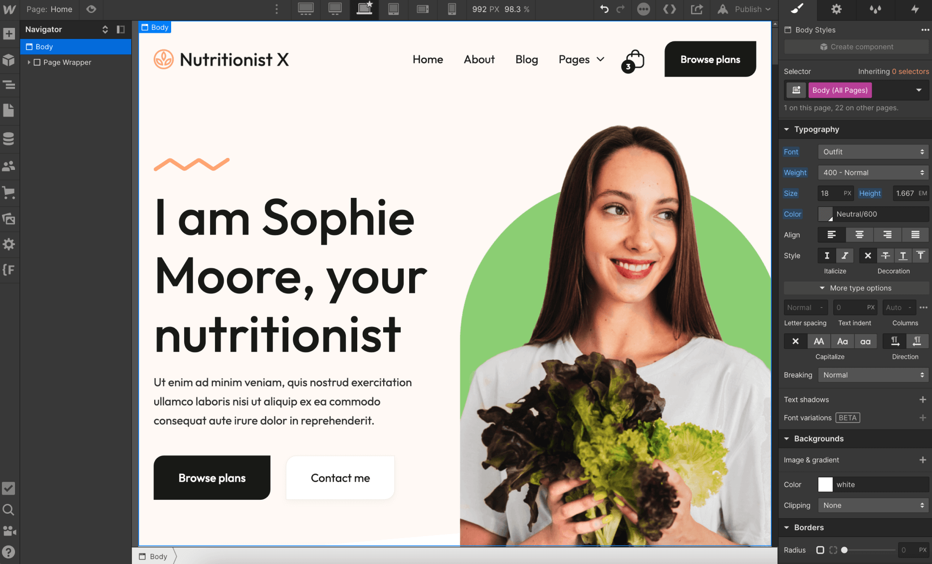 Typography - Nutritionist X Webflow Template