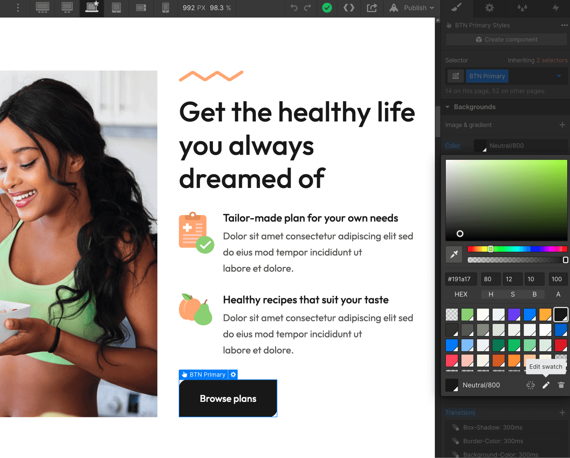 Color - Nutritionist X Webflow Template