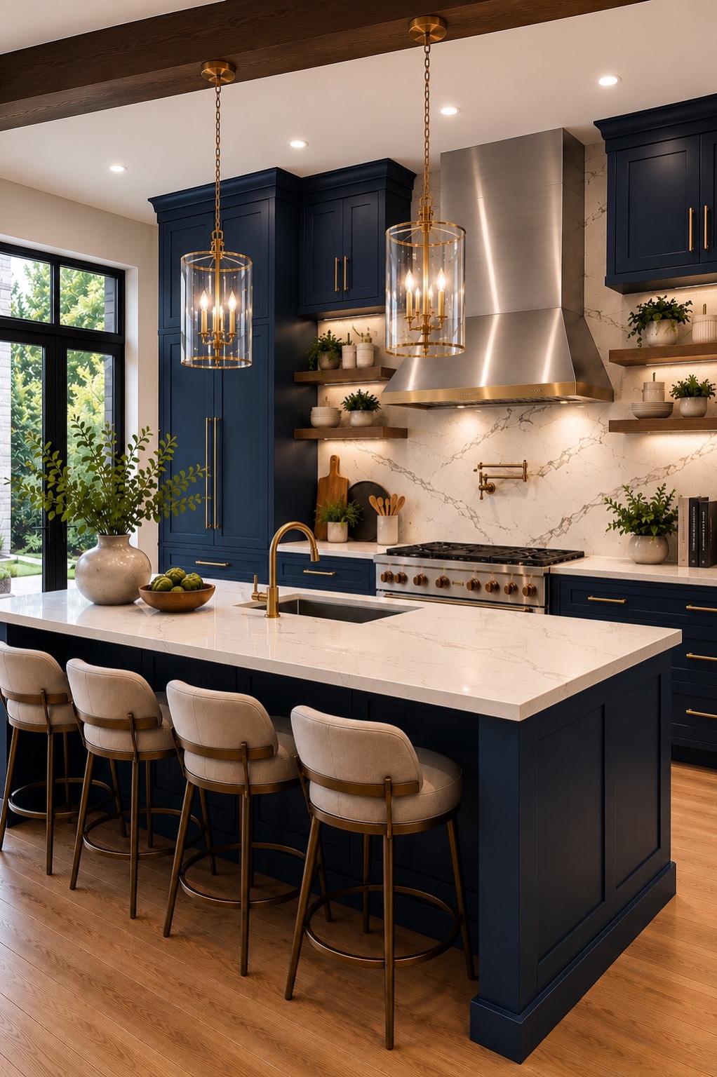 Modern kitchen island — Boulder County luxury home