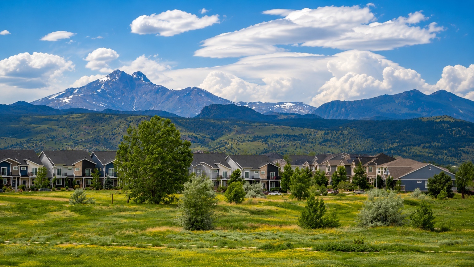 Meadow Mountain neighborhood Longmont Colorado with Longs Peak views
