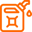 Orange icon of a fuel container with a dropped fuel droplet.