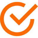 Orange check mark inside a circular outline.