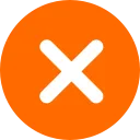 White X icon inside an orange circle.