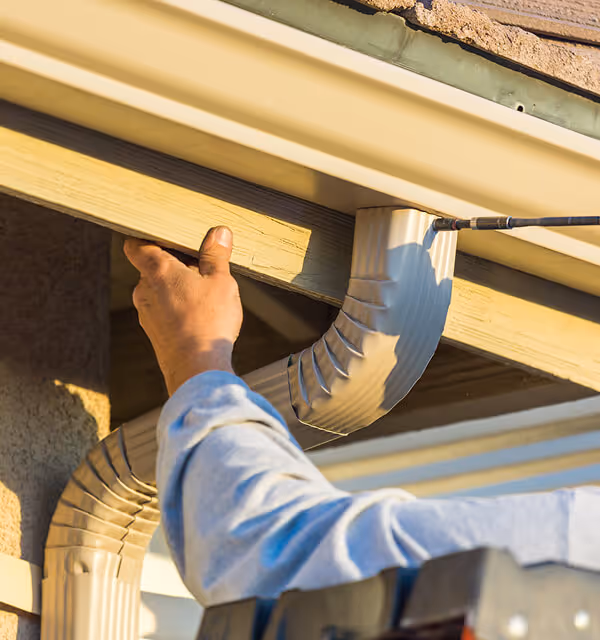 Custom-fit seamless aluminum gutter installation for a home to ensure proper water drainage.