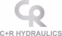 C+R Hydraulics Firmenlogo in Grau auf weißem Hintergrund