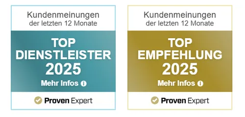 A blue and gold sign that says top expert.