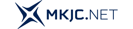 MKJC.NET Schriftzug mit einem abstrakten Sternlogo links.