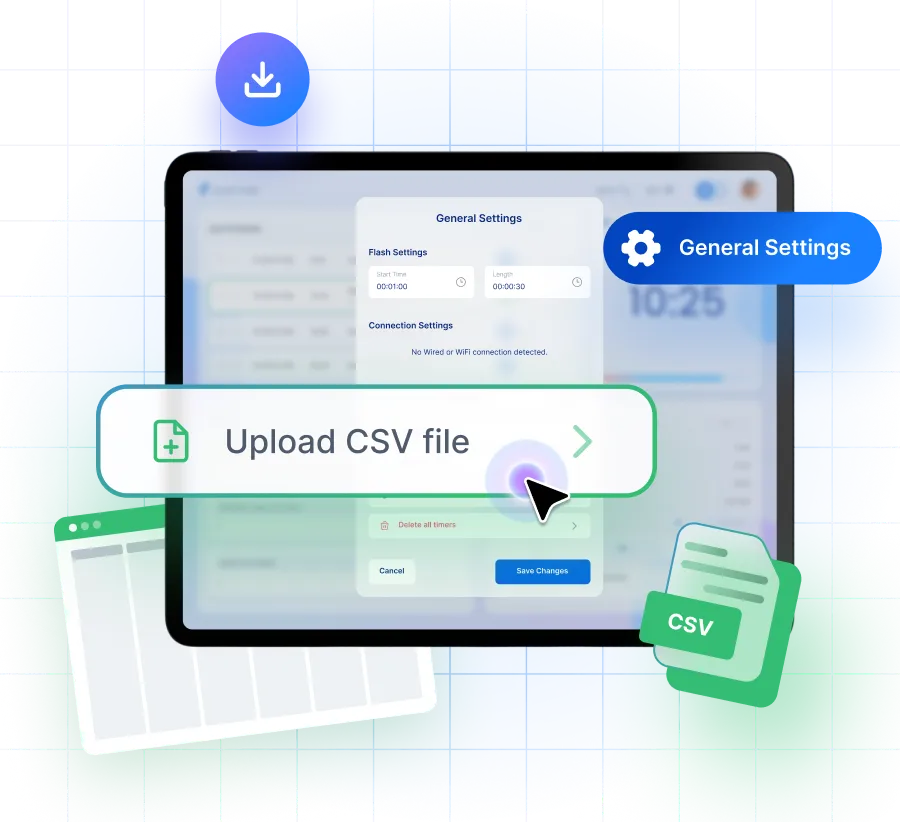 A computer screen with the upload csv file on it.