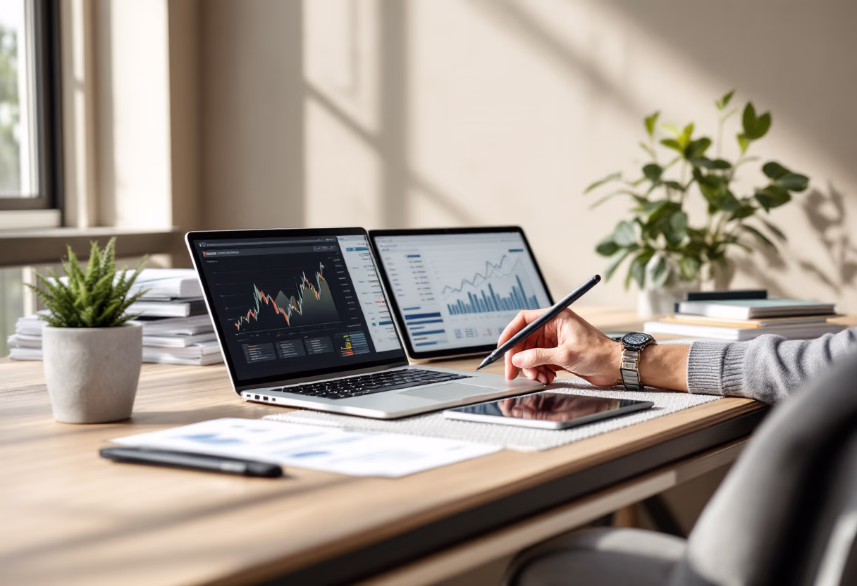 image of financial reports being reviewed