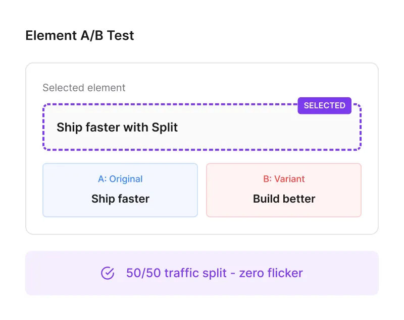Element A/B test UI