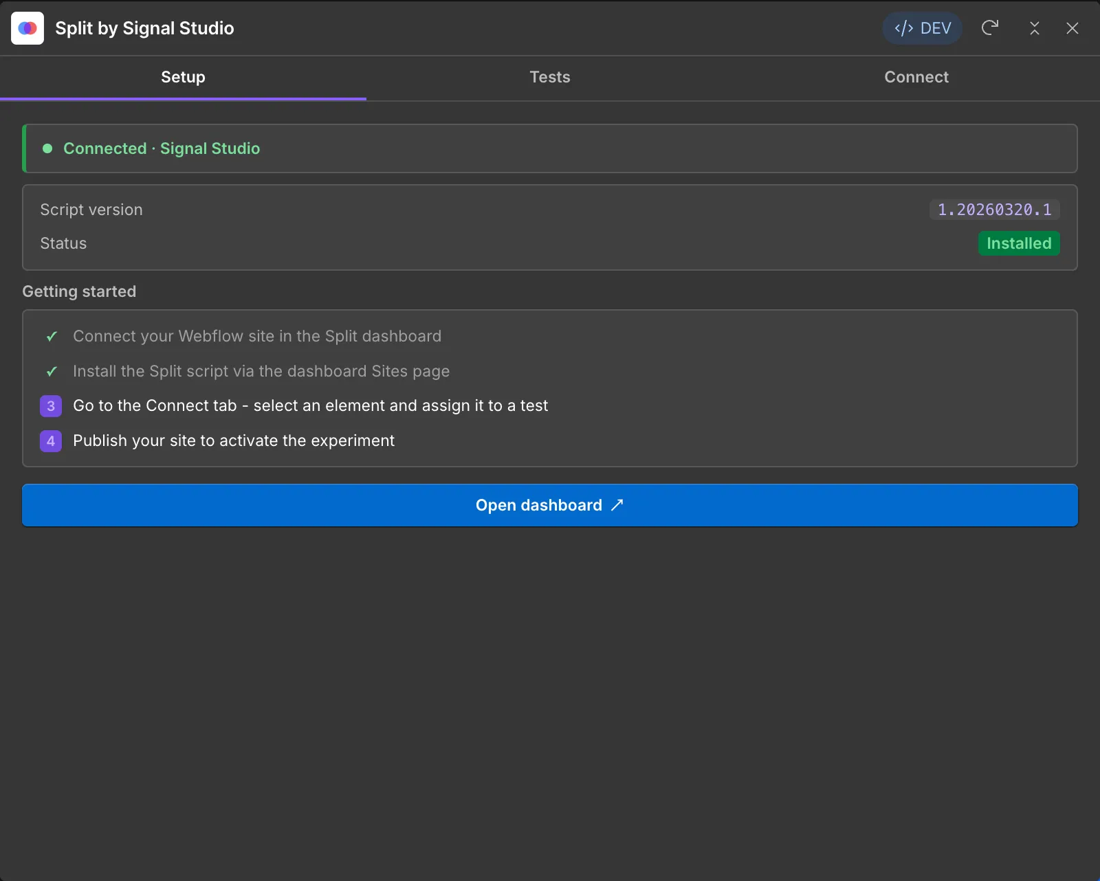 Split dashboard