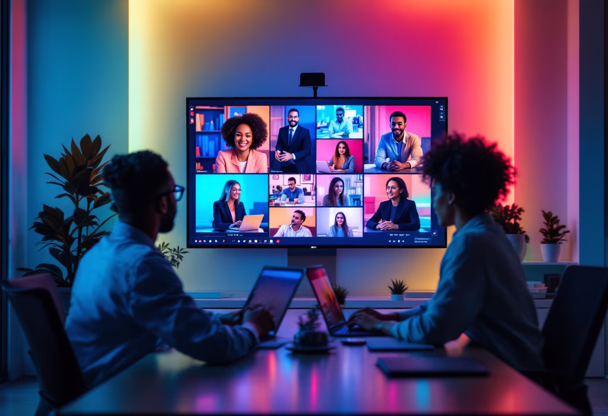 [virtual collaboration platform] image of a group discussing in an office (for a legal tech)