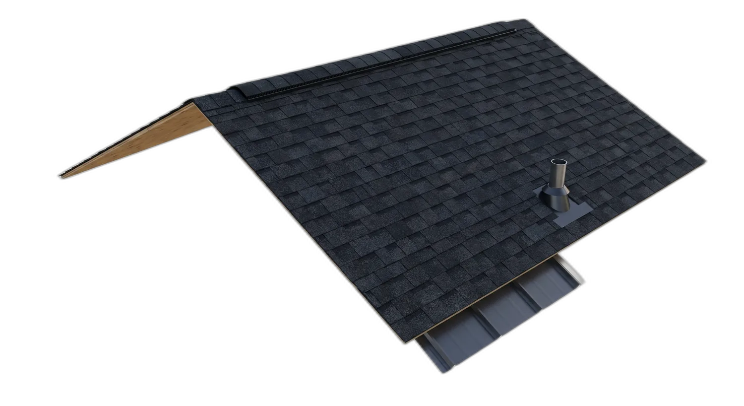 Asphalt shingles with ridge vent