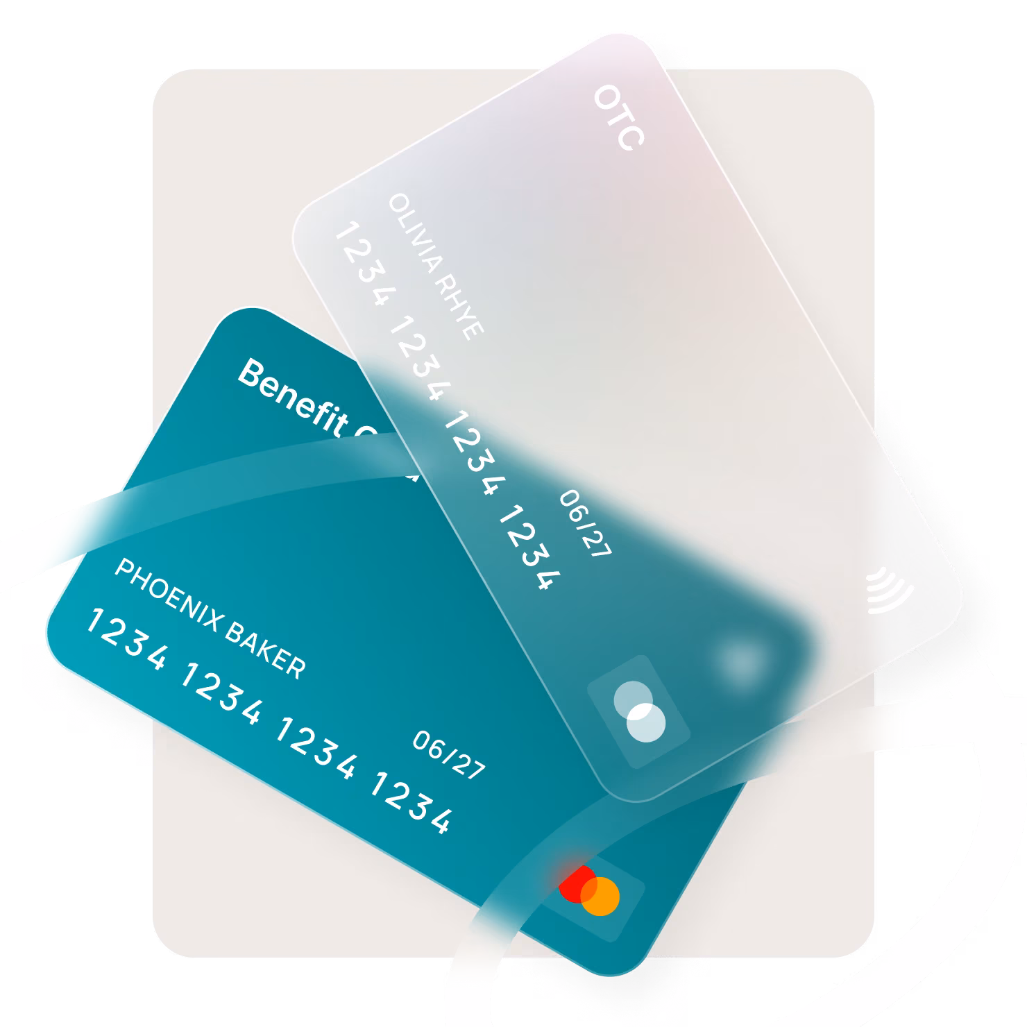 An OTC card and a health benefit card accepted at checkout