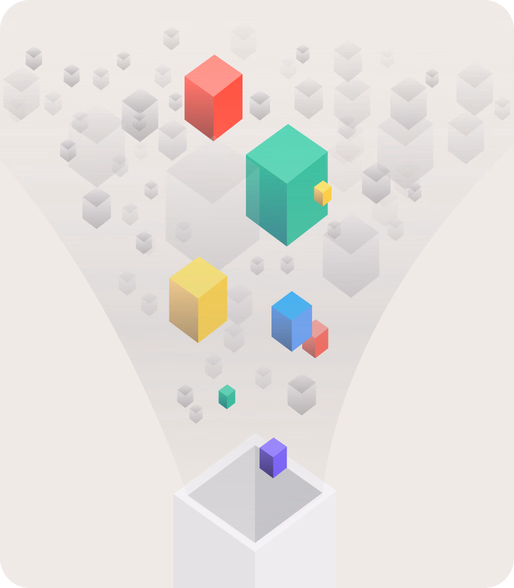 Illustration of high transaction volume flowing into one system