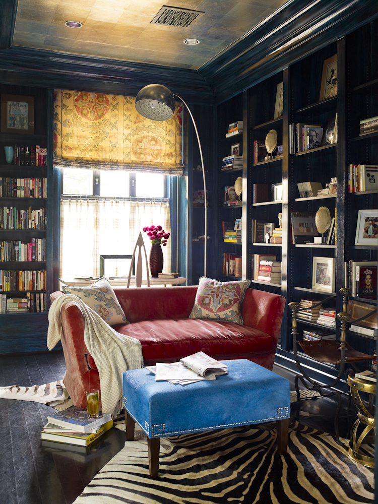 1960s DC Townhouse navy library by Hillary Thomas