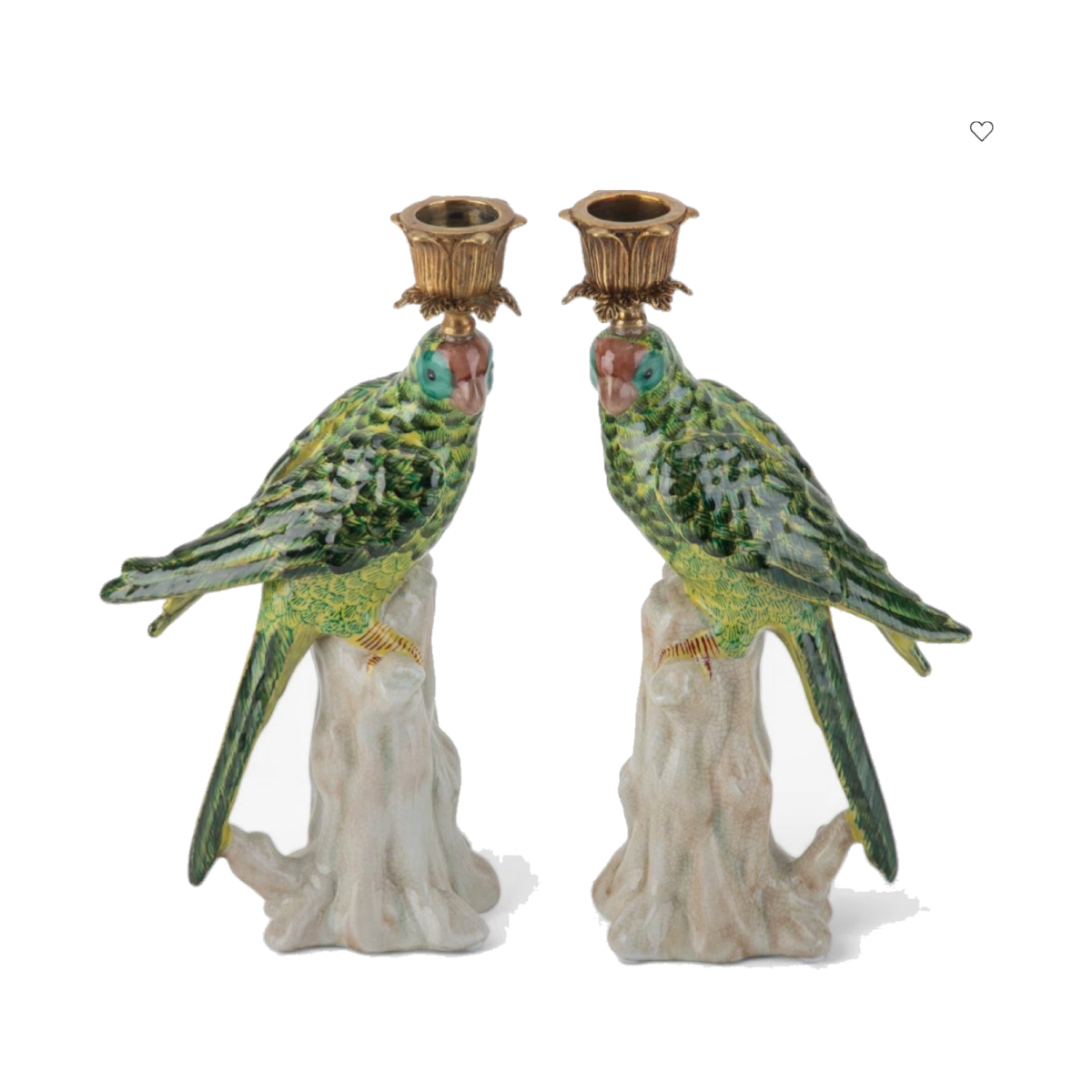Parrot candleholder pair