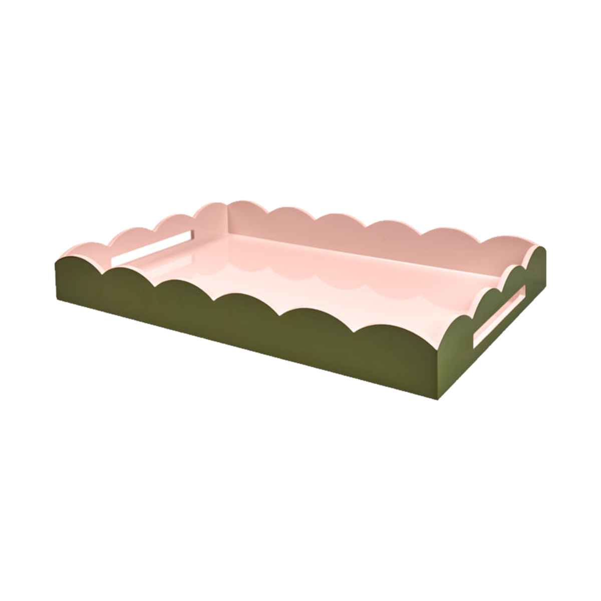 Khaki and pink lacquered scallop tray