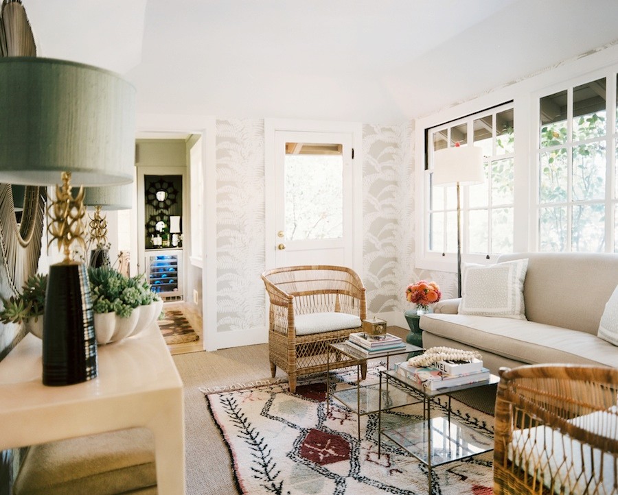Napa Valley Showhouse sunroom looking toward the bar nook by Hillary Thomas