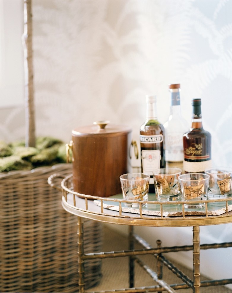 Napa Valley Showhouse home bar cart detail by Hillary Thomas